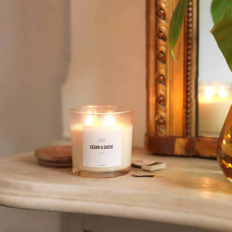 Cedar & Suede Soy Candle Wooden Lid - Image 3