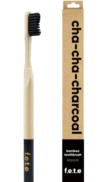 Charcoal Medium Adult Bamboo Toothbrush