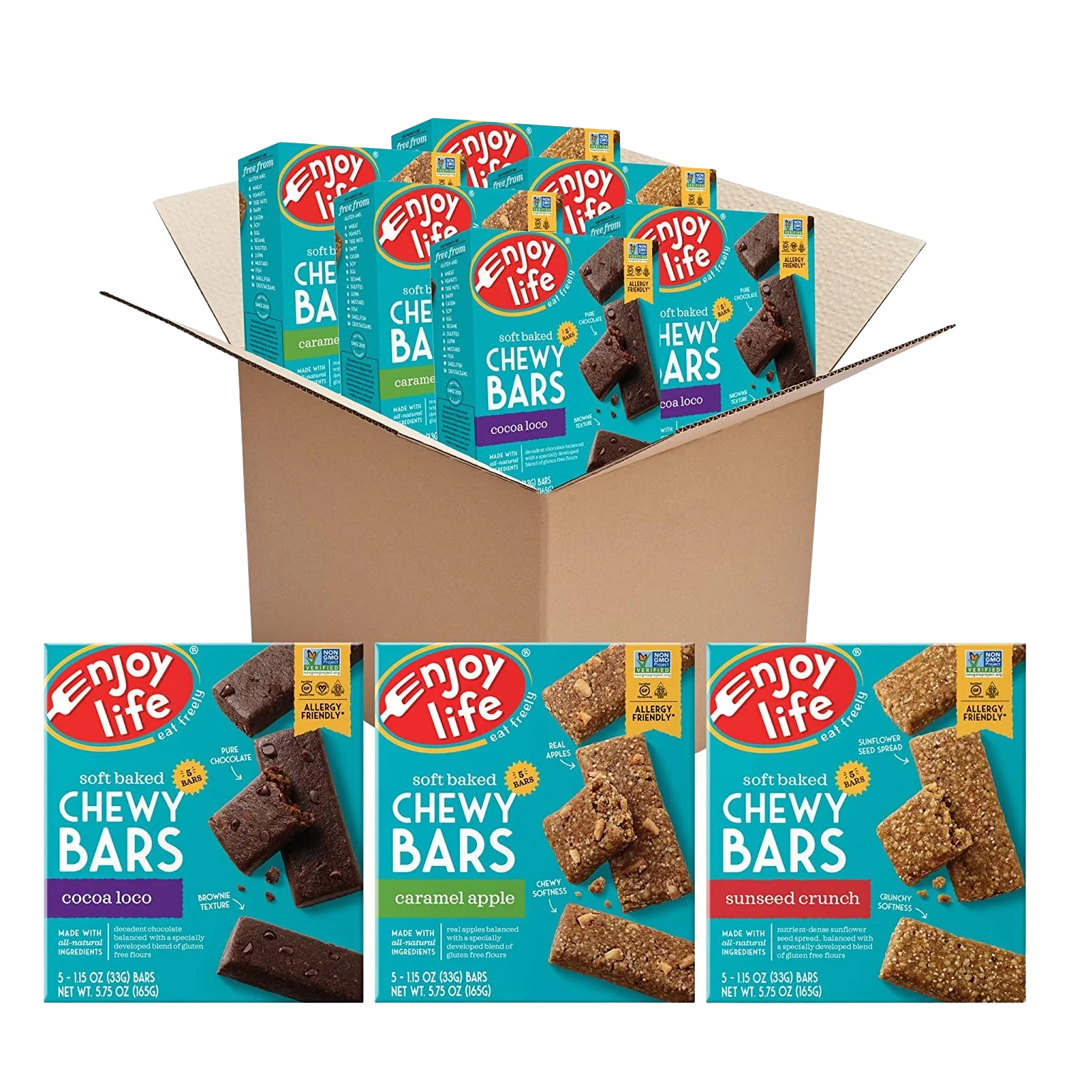 Chewy Bars Variety 6 Pack (2 Caramel Apple, 2 Sunseed Crunch, 2 Cocoa Loco) - Image 2