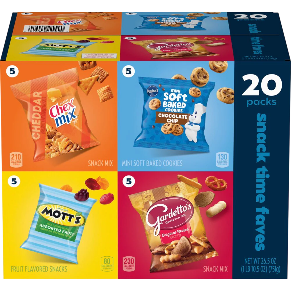 Chex Mix, Mott's, Gardetto's, Pillsbury Cookies, Snack Time Faves Variety Pack (20 CT)