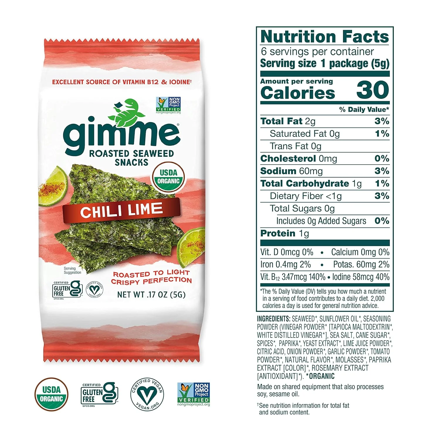 Chili Lime Roasted Seaweed Snacks (6 Pack) - Image 3