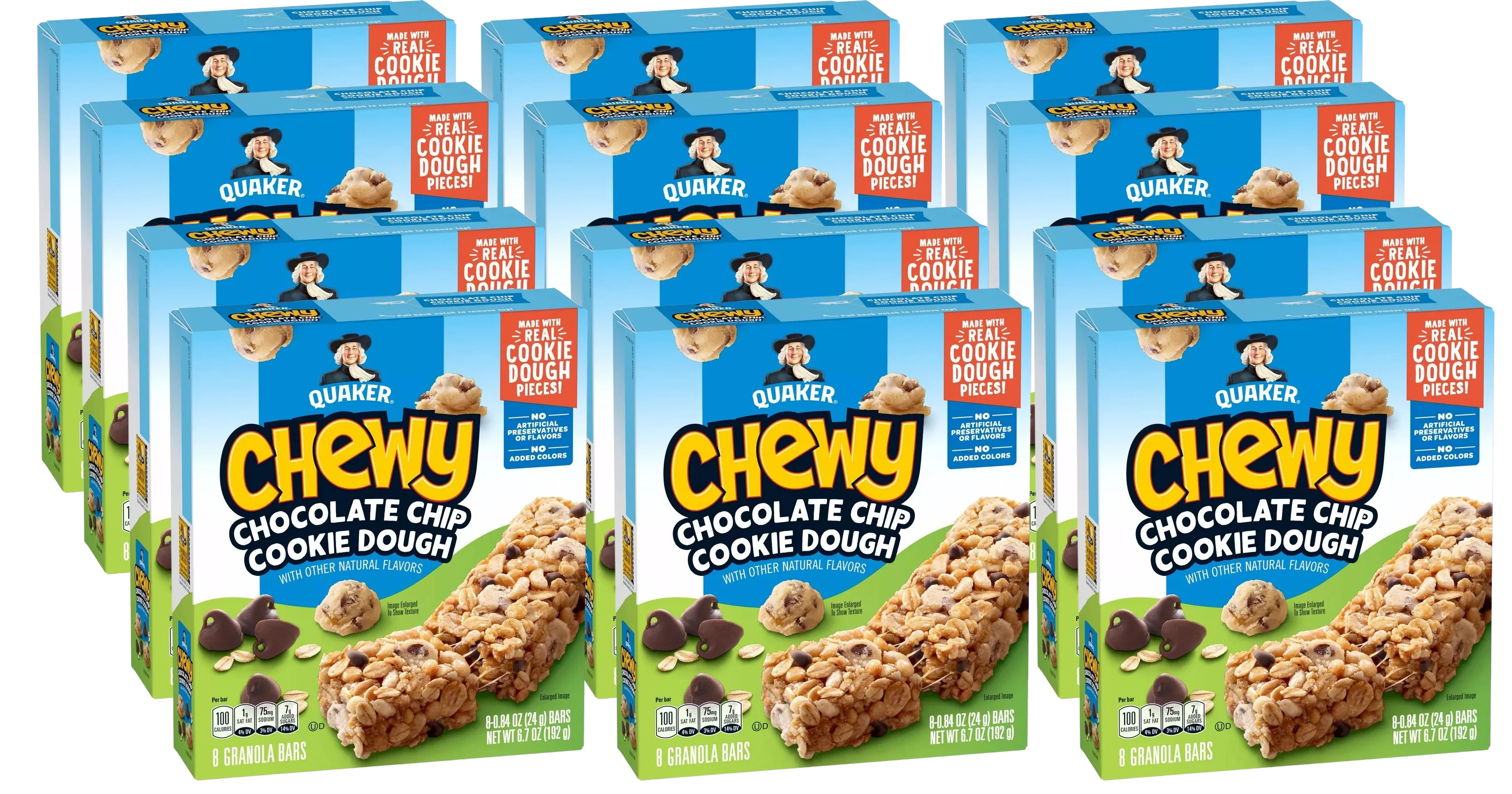 Chocolate Chip Cookie Dough Chewy Granola Bars (12 Pack)
