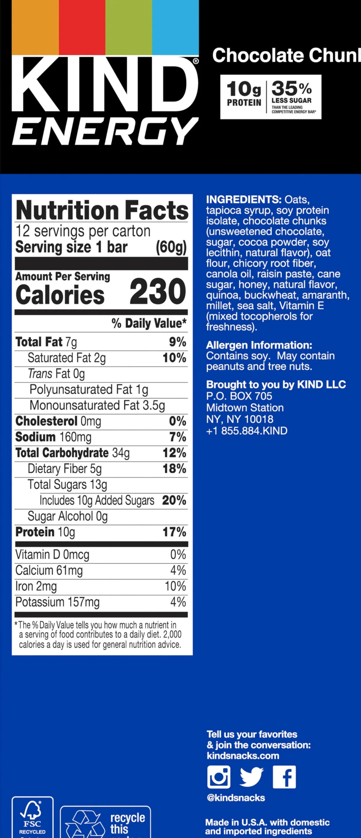 Chocolate Chunk Energy Bars (12 CT) - Image 3