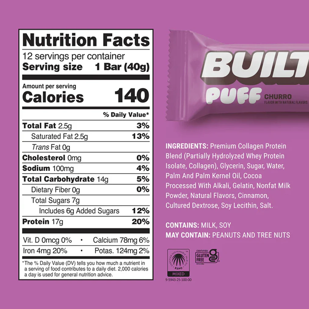 Churro Puff Collagen Protein Bars (12 CT) - Image 3