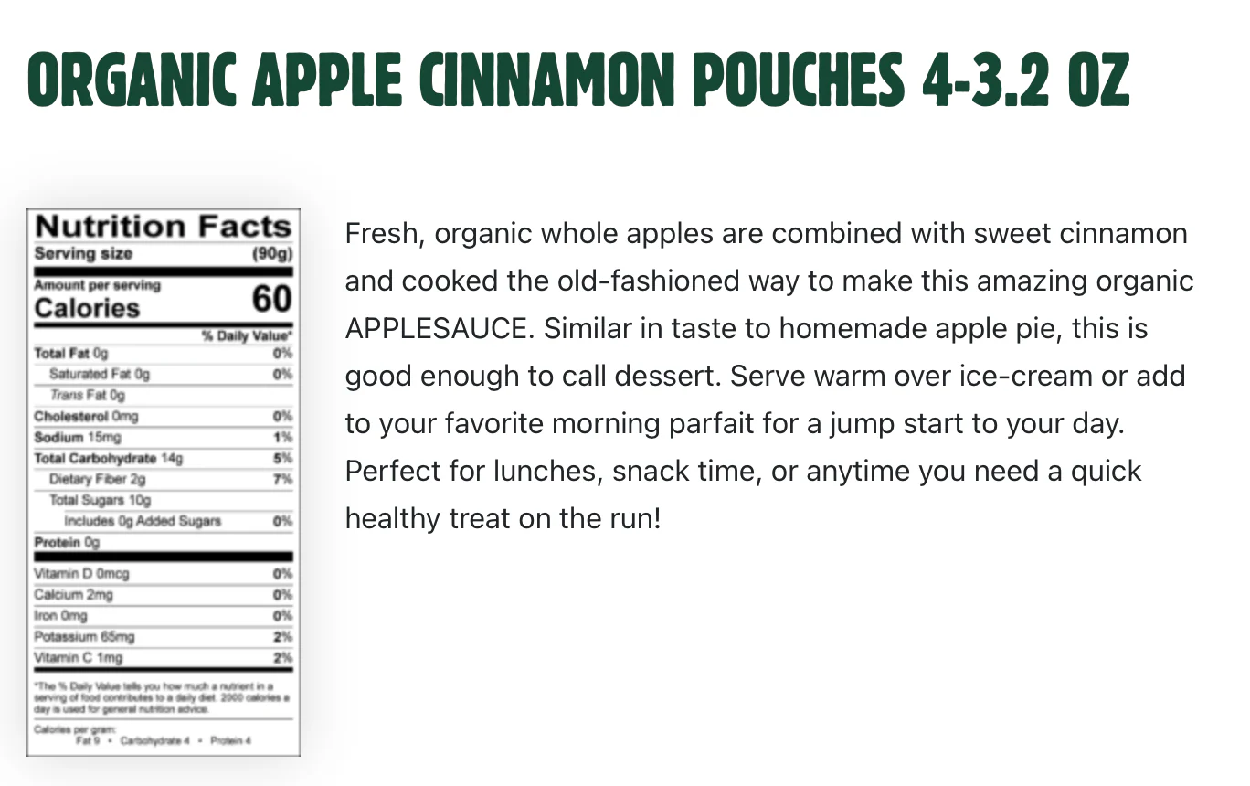 Organic Cinnamon Apple Sauce (4 Pack) - Image 2