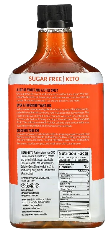 Keto Sugar Fee Cinnamon Maple Flavored Syrup - Image 2