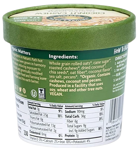 Coconut Cashew Oatmeal Cup, 6ct - Image 2