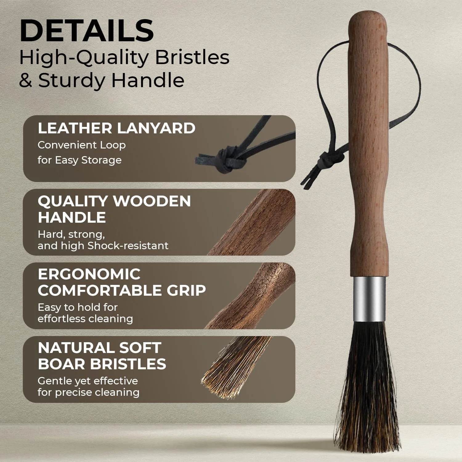 Coffee Cleaning Brush With Wooden Finish - Image 2