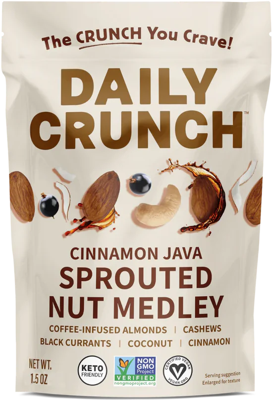 Sprouted Almonds and Cashews - Cinnamon Java and Coffee Soaked (8 Snack Packs) - Image 2