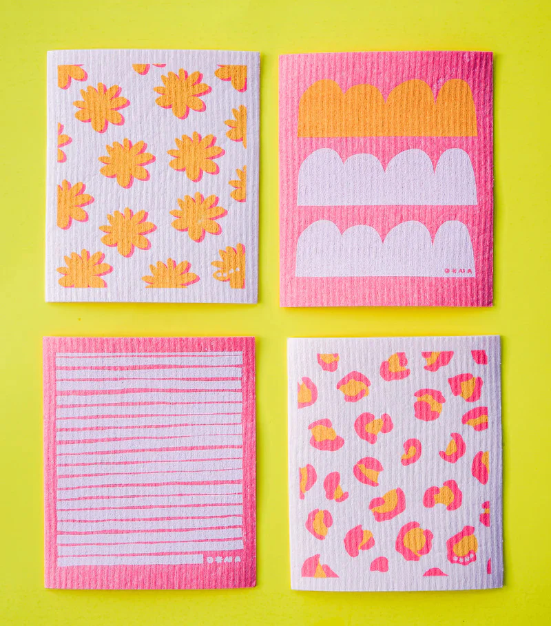 Compostable Sponge Cloth Pack - Dots & Spots Pattern (4 Pack) - Image 2