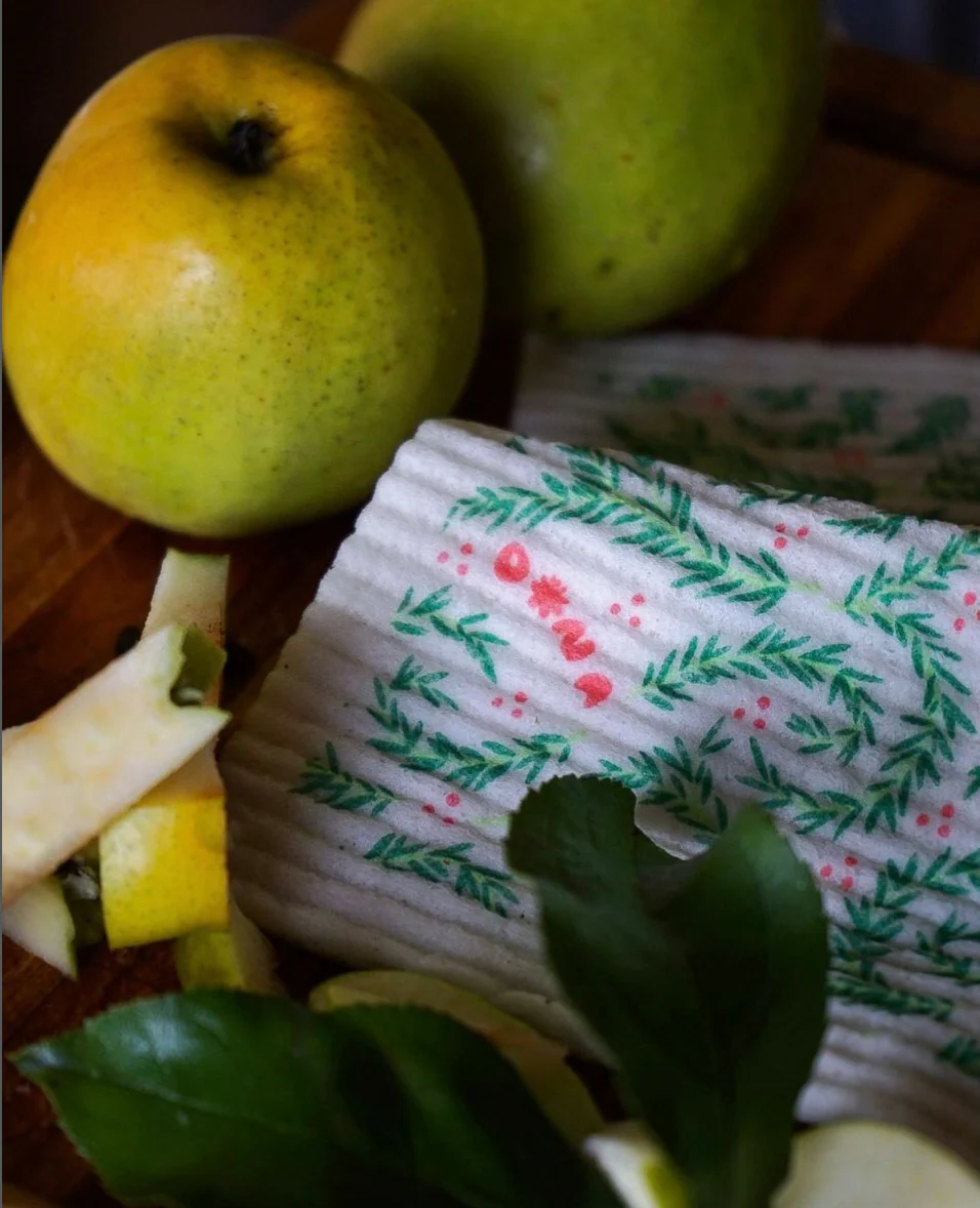 Compostable Sponge Cloth Pack - Rose & Thyme Pattern (2 Pack) - Image 4