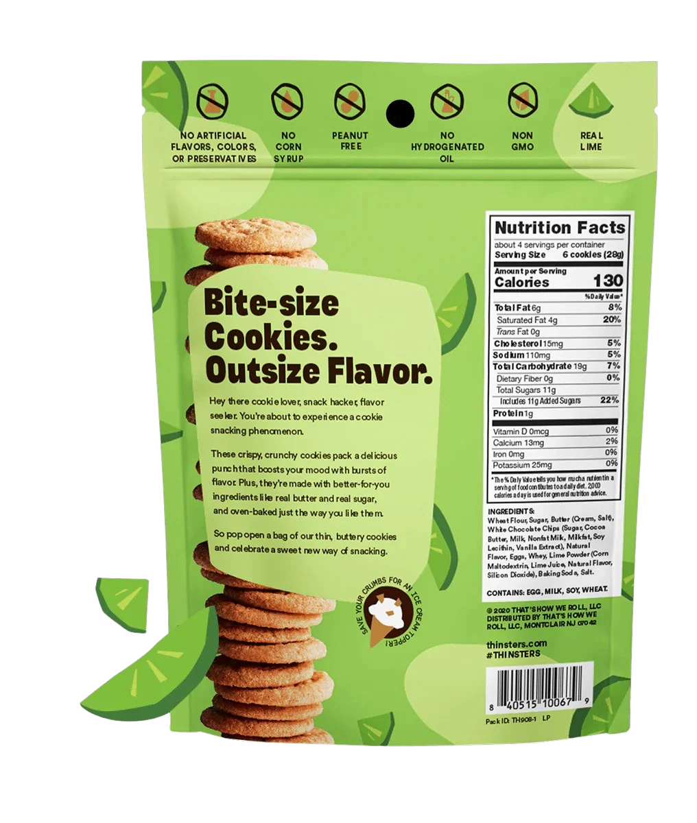 Cookie Thins Thinsters Variety Pack - Chocolate Chip, Toasted Coconut, Vanilla Bean, Key Lime Pie, Brownie Batter, Meyer Lemon (6 Pack) - Image 3