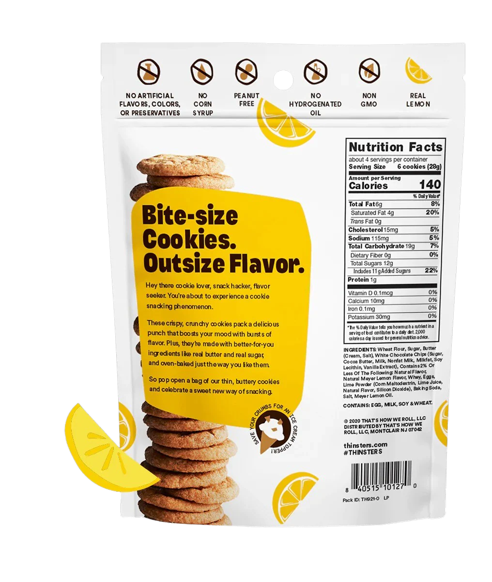 Cookie Thins Thinsters Variety Pack - Chocolate Chip, Toasted Coconut, Vanilla Bean, Key Lime Pie, Brownie Batter, Meyer Lemon (6 Pack) - Image 7