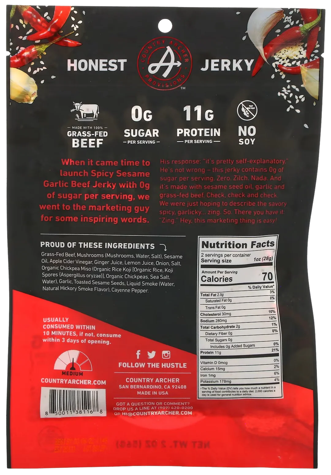 Spicy Sesame Garlic Beef Jerky - Image 2