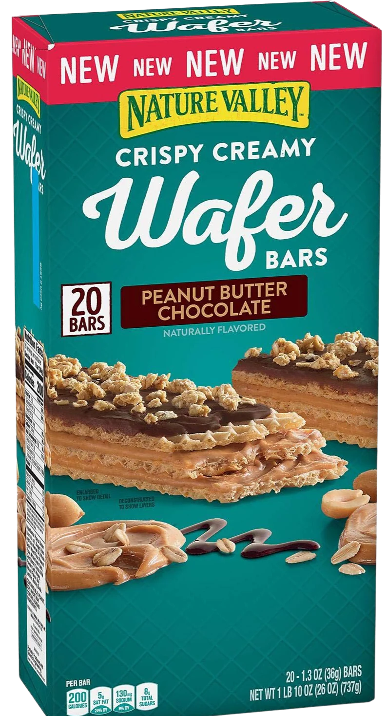 Crispy Creamy Wafer Bars - Peanut Butter and Chocolate (20 Bars)