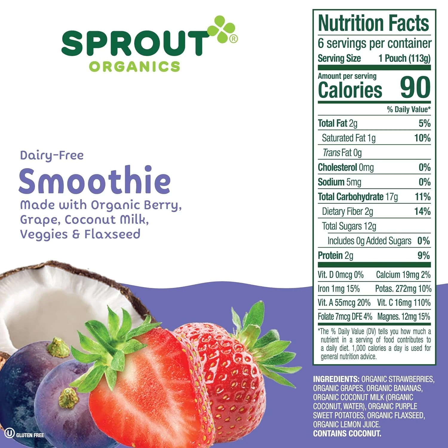 Dairy-Free Smoothie, Berry, Grape, Coconut Milk, Veggies & Flax Seed (12+ Months) (12 Pack) - Image 4