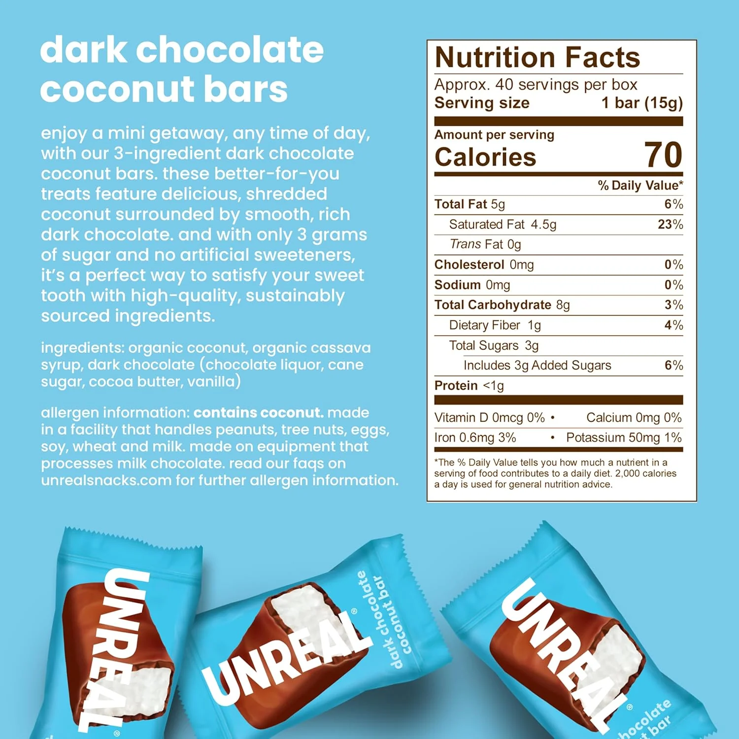 Dark Chocolate Coconut Bars (40 Pack) - Image 2