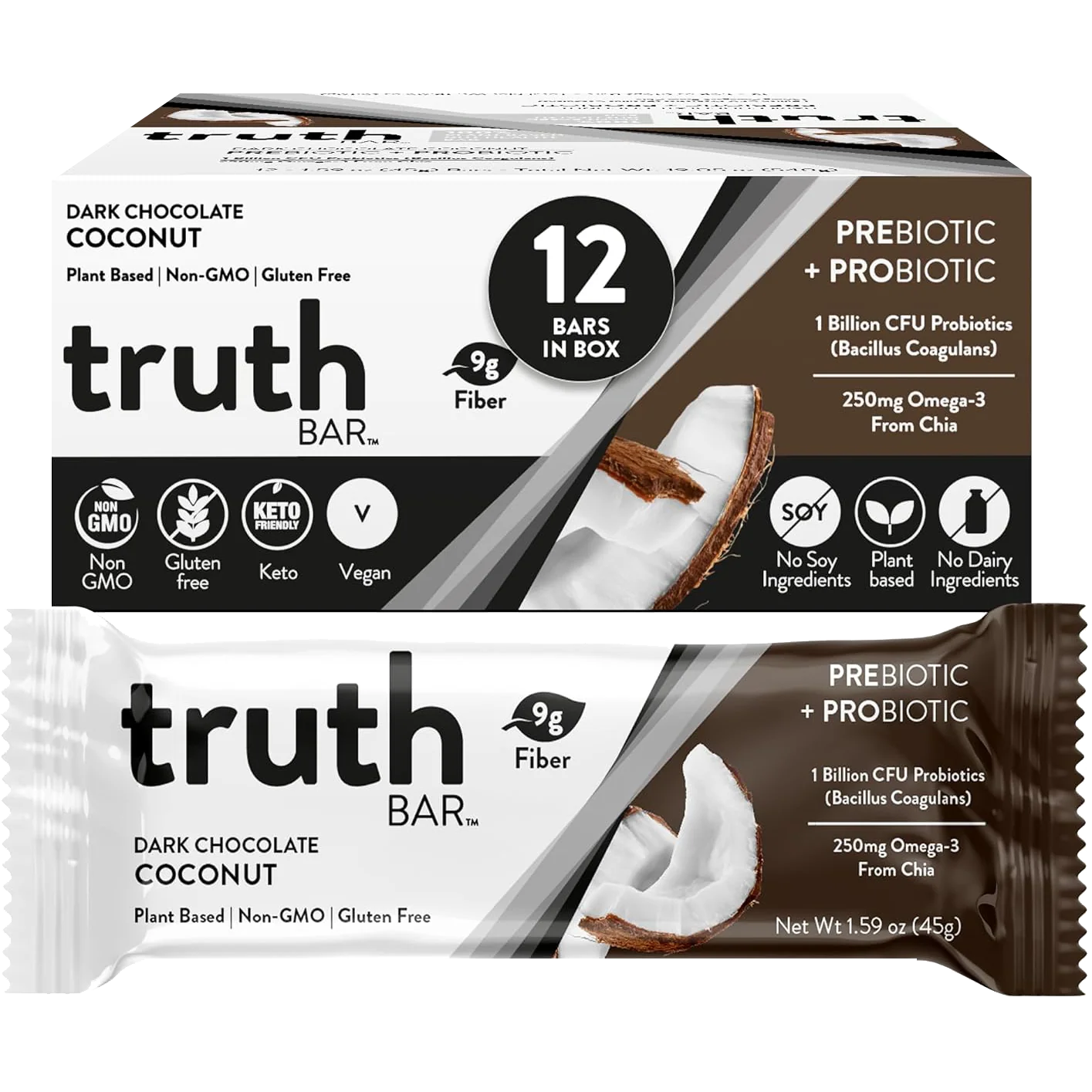 Dark Chocolate Coconut Prebiotic Keto Bar (12 CT)