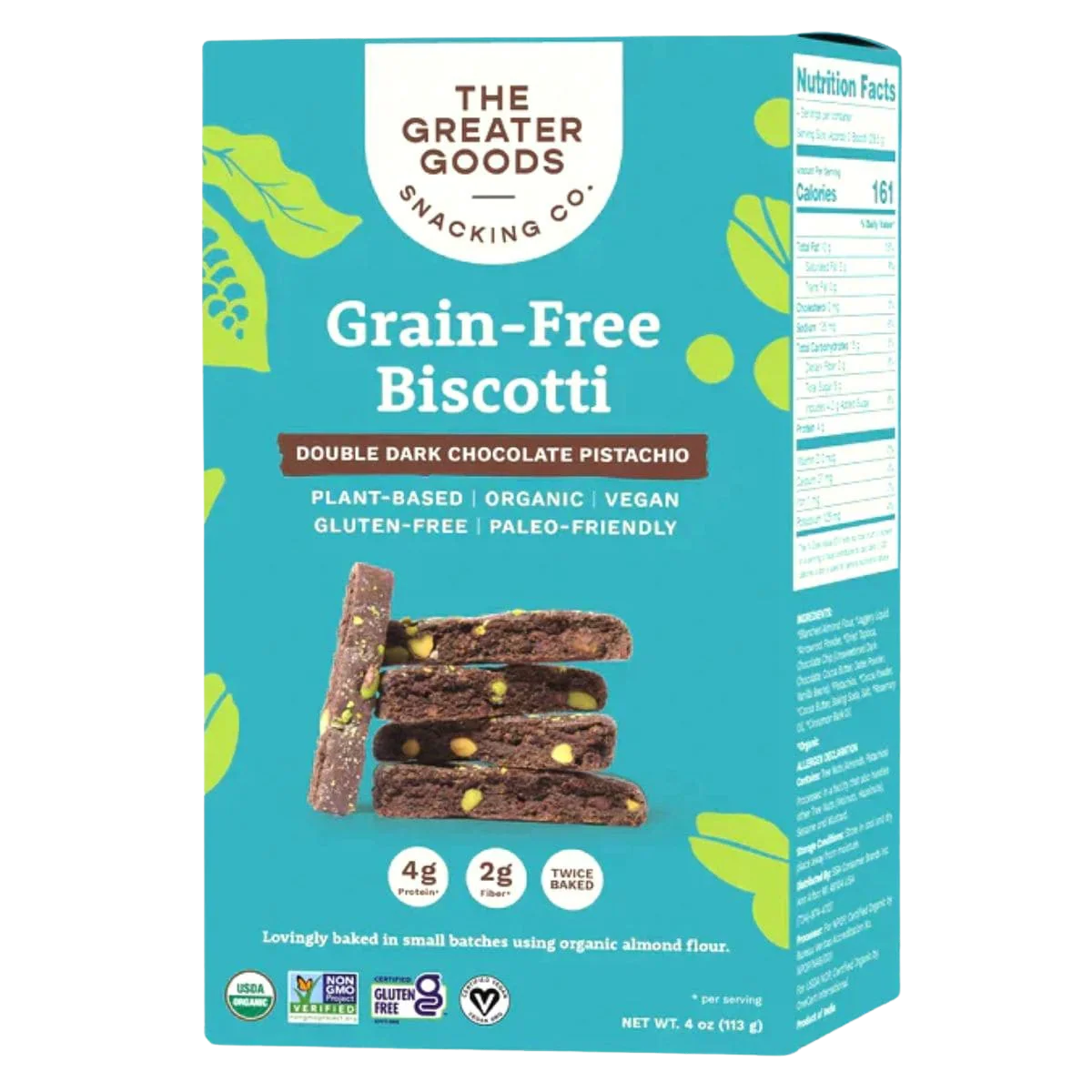 Dark Chocolate Pistachio Grain Free Biscotti