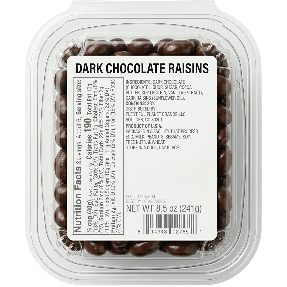 Dark Chocolate Raisins Tub
