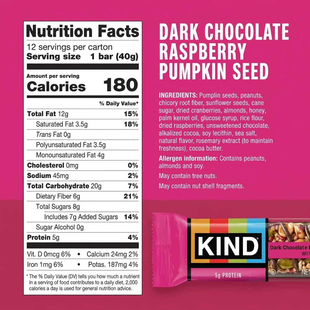 Dark Chocolate Raspberry Pumpkin Seed Bars (12 CT) - Image 4