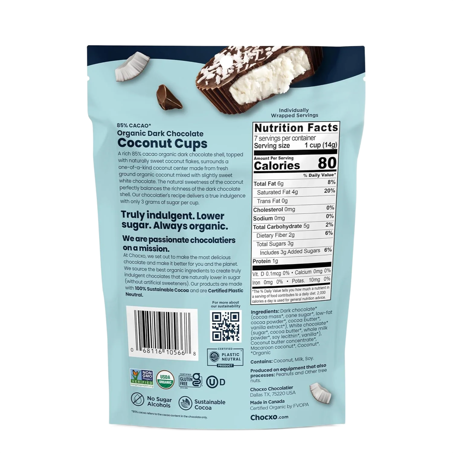 Organic Dark Chocolate Coconut Butter Cup - Image 2