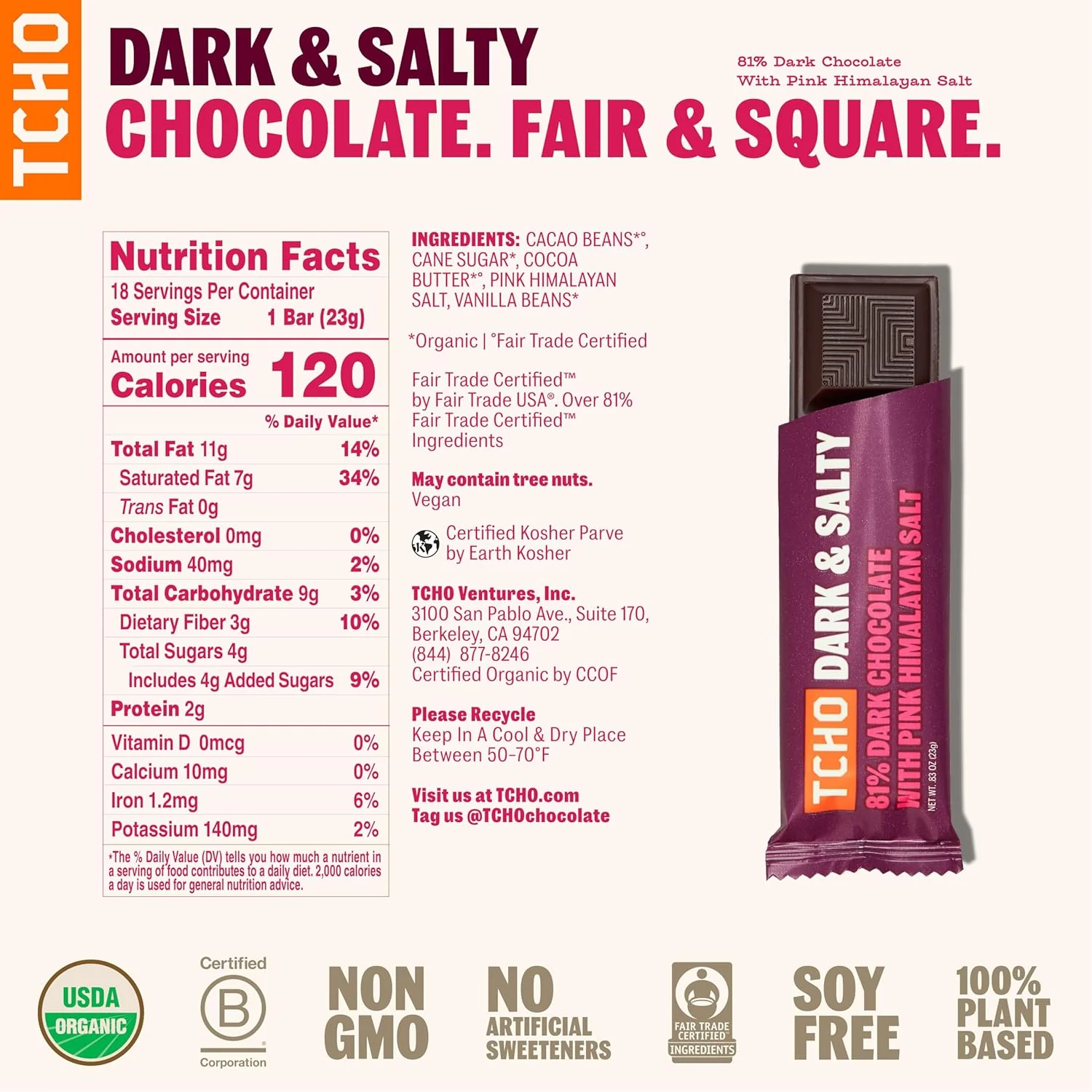 Dark & Salty Chocolate Bar (18 Pack) - Image 2