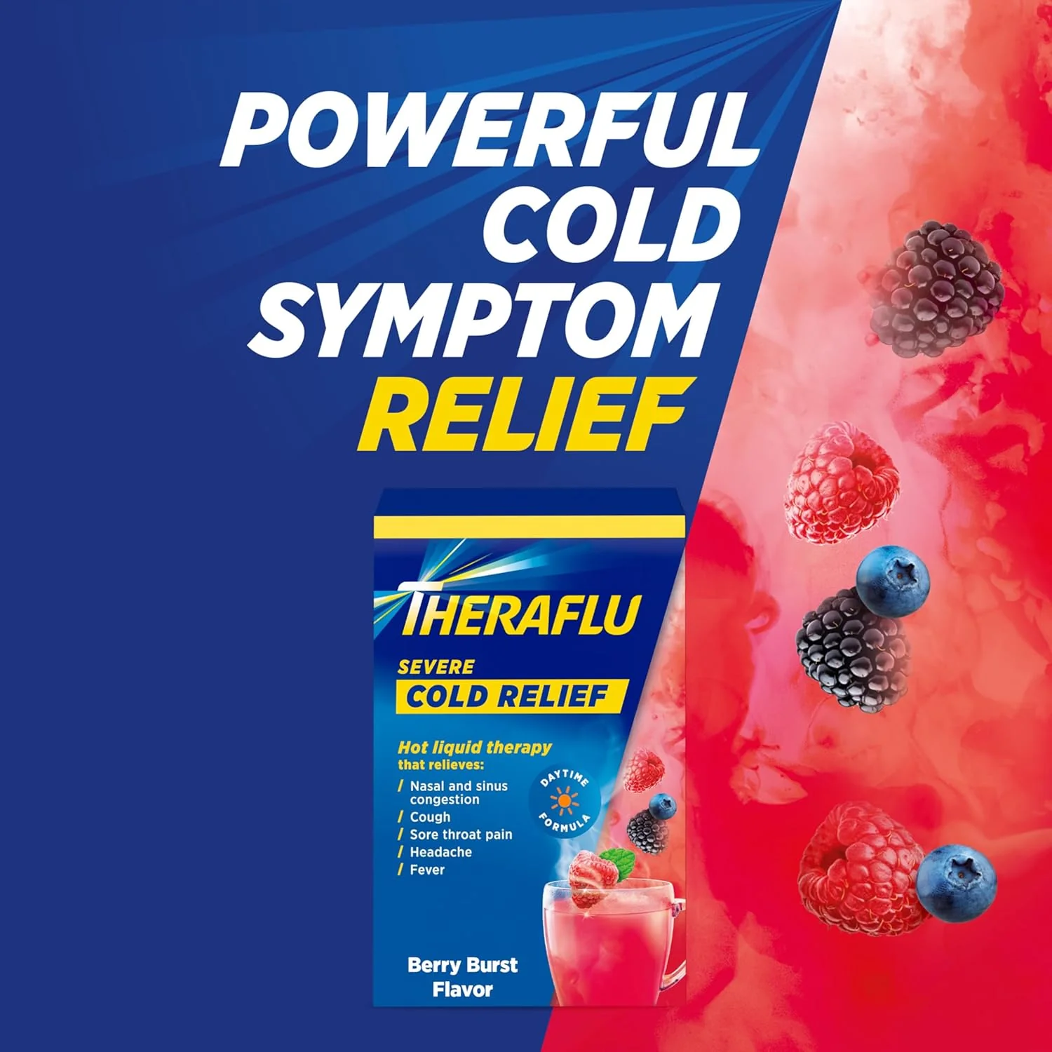 Daytime Severe Cold Relief Berry Burst Flavor Powder (6 CT) - Image 2