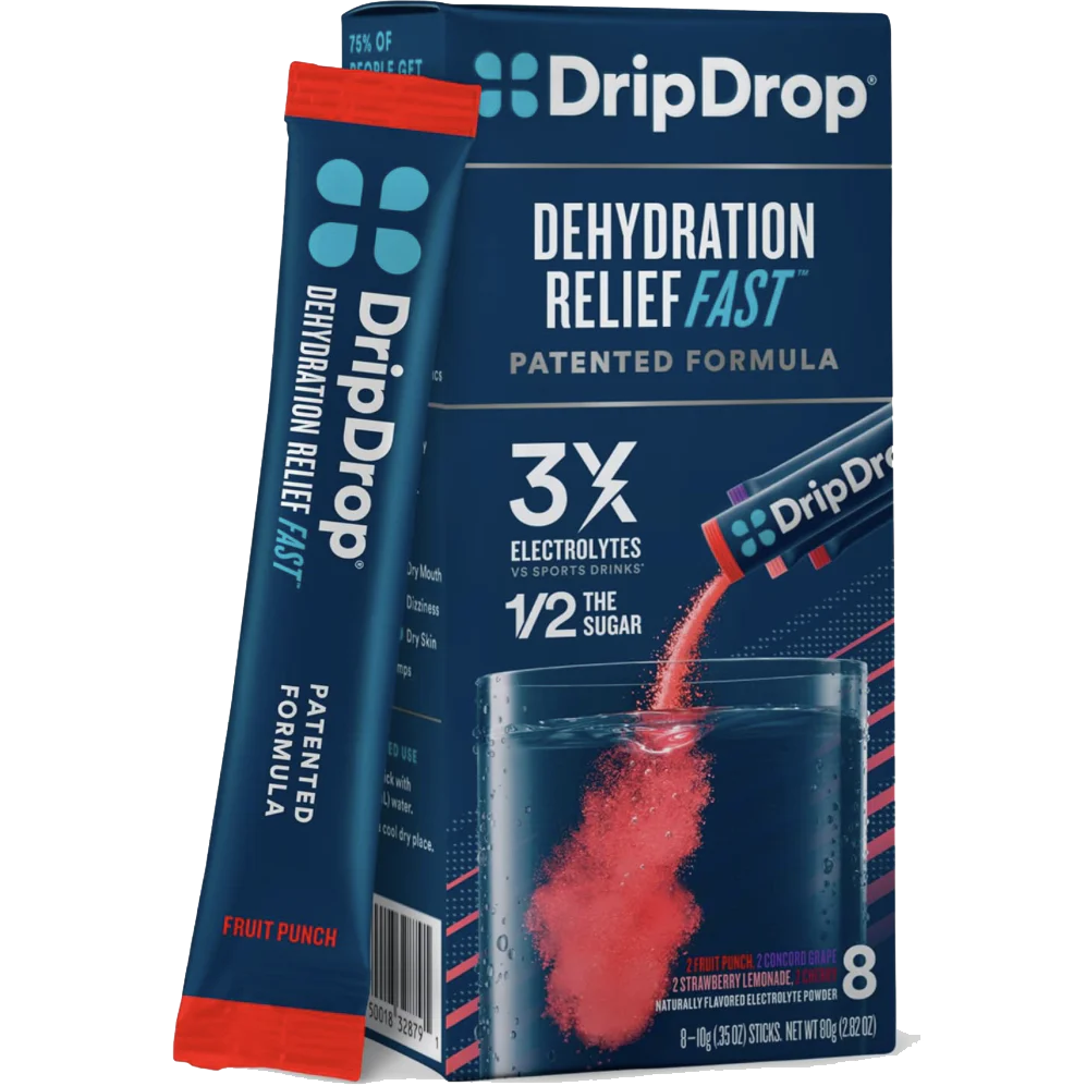 Dehydration Electrolyte Drink Variety Mix - Grape, Fruit Punch, Straw Lemonade, Cherry (8 CT)