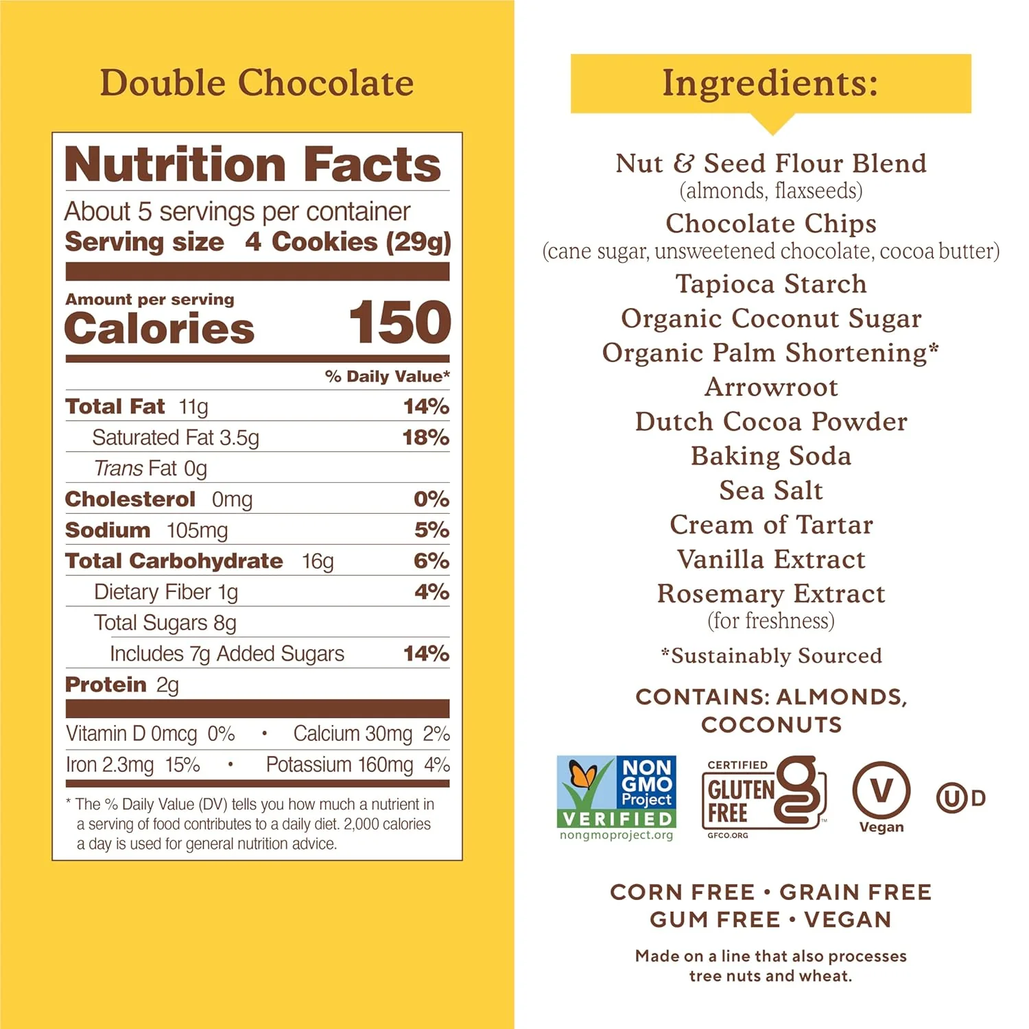 Double Chocolate Almond Flour Crunchy Cookies (3 Pack) - Image 2