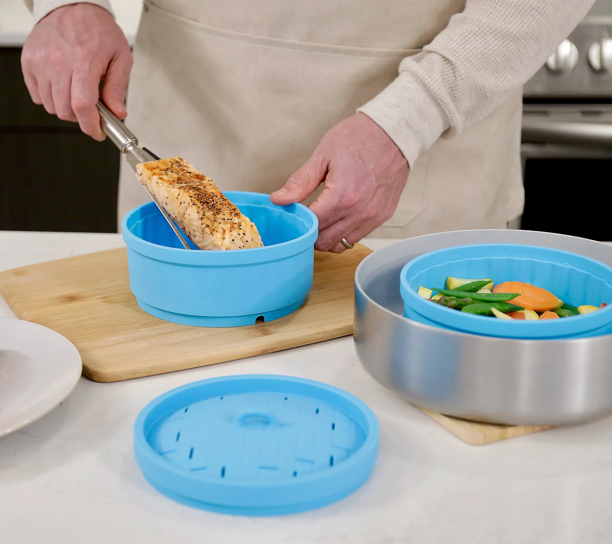 Double-Layer Steamer Set - Aqua - Image 2