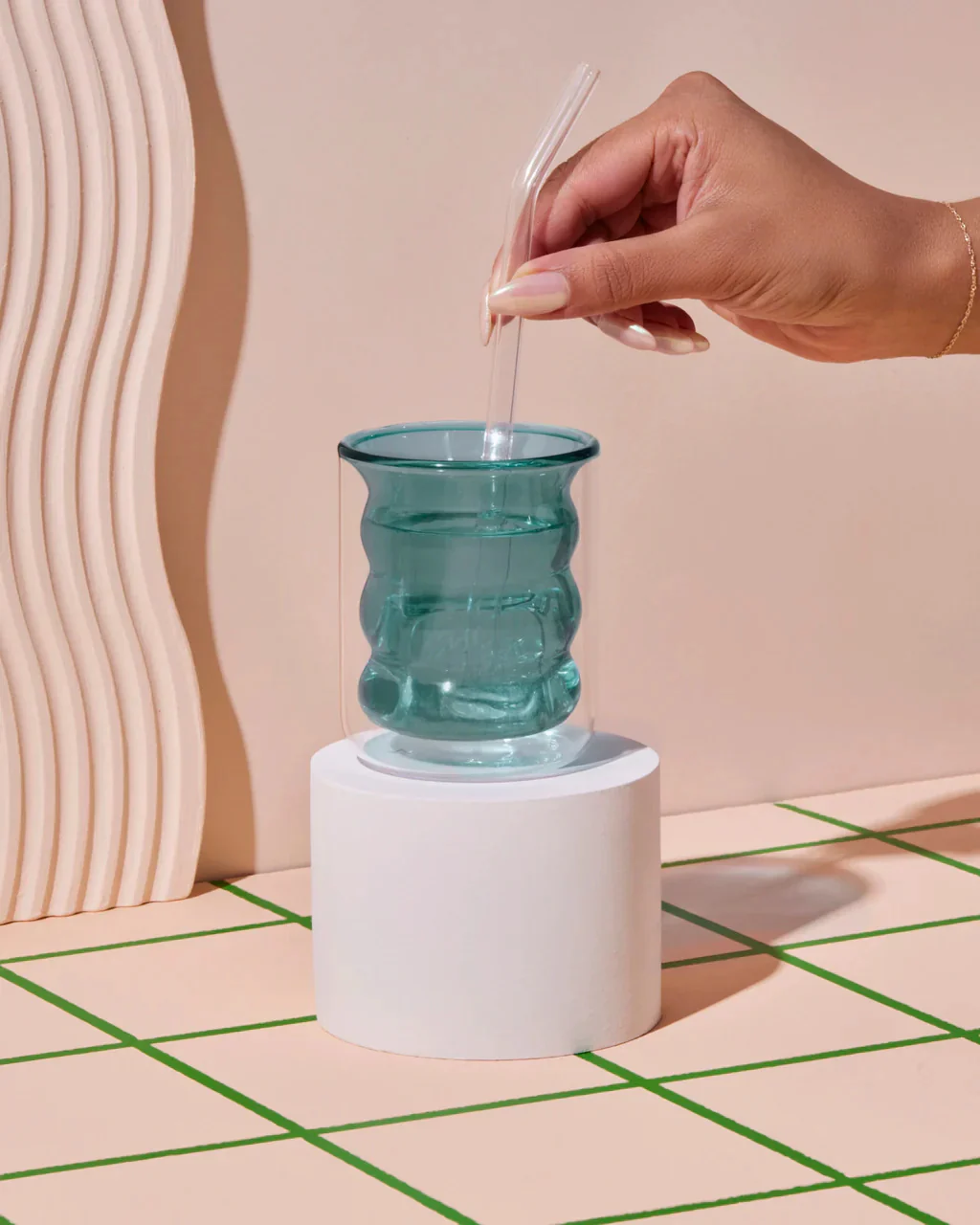 Double Wall Groovy Cup (Teal) - Image 2