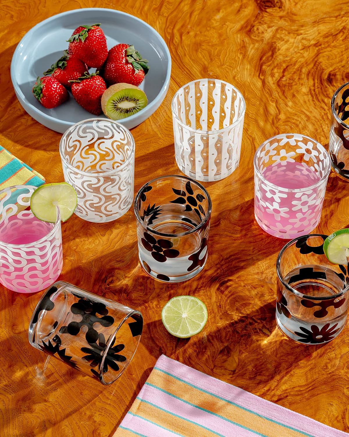 Black Pattern Glasses - Set of 4 - Image 4