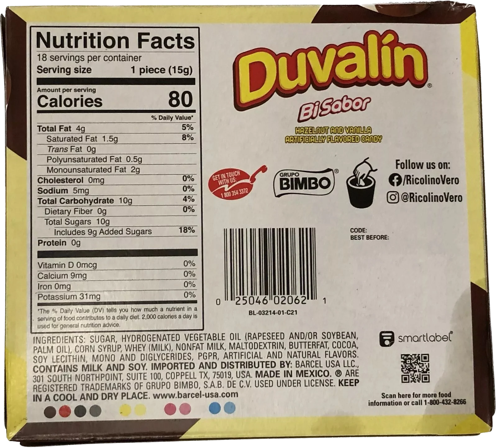Duvalin Hazelnut and Vanilla Candy (18 CT) - Image 2