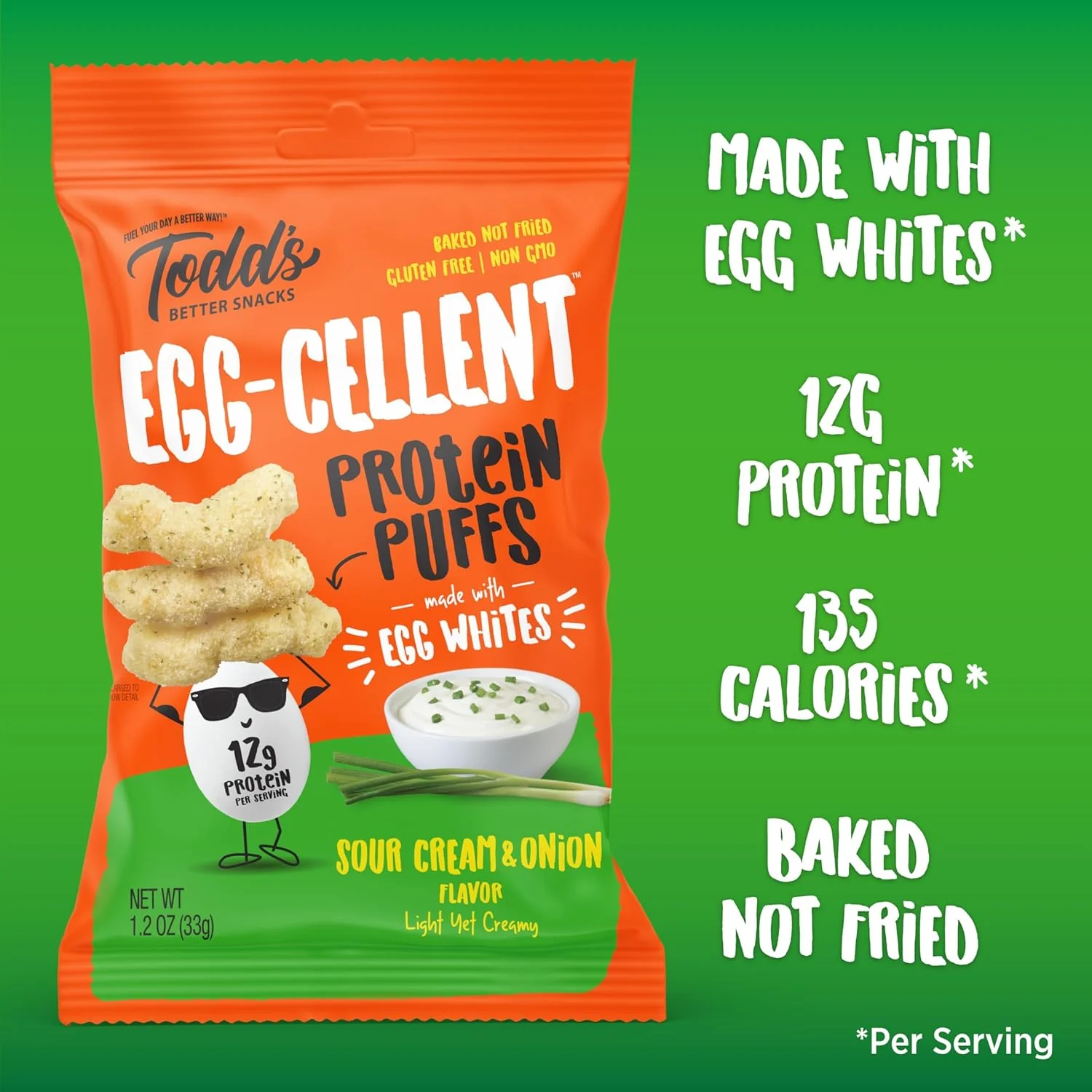 Egg-Cellent Protein Puffs - Sour Cream & Onion (10 CT) - Image 4