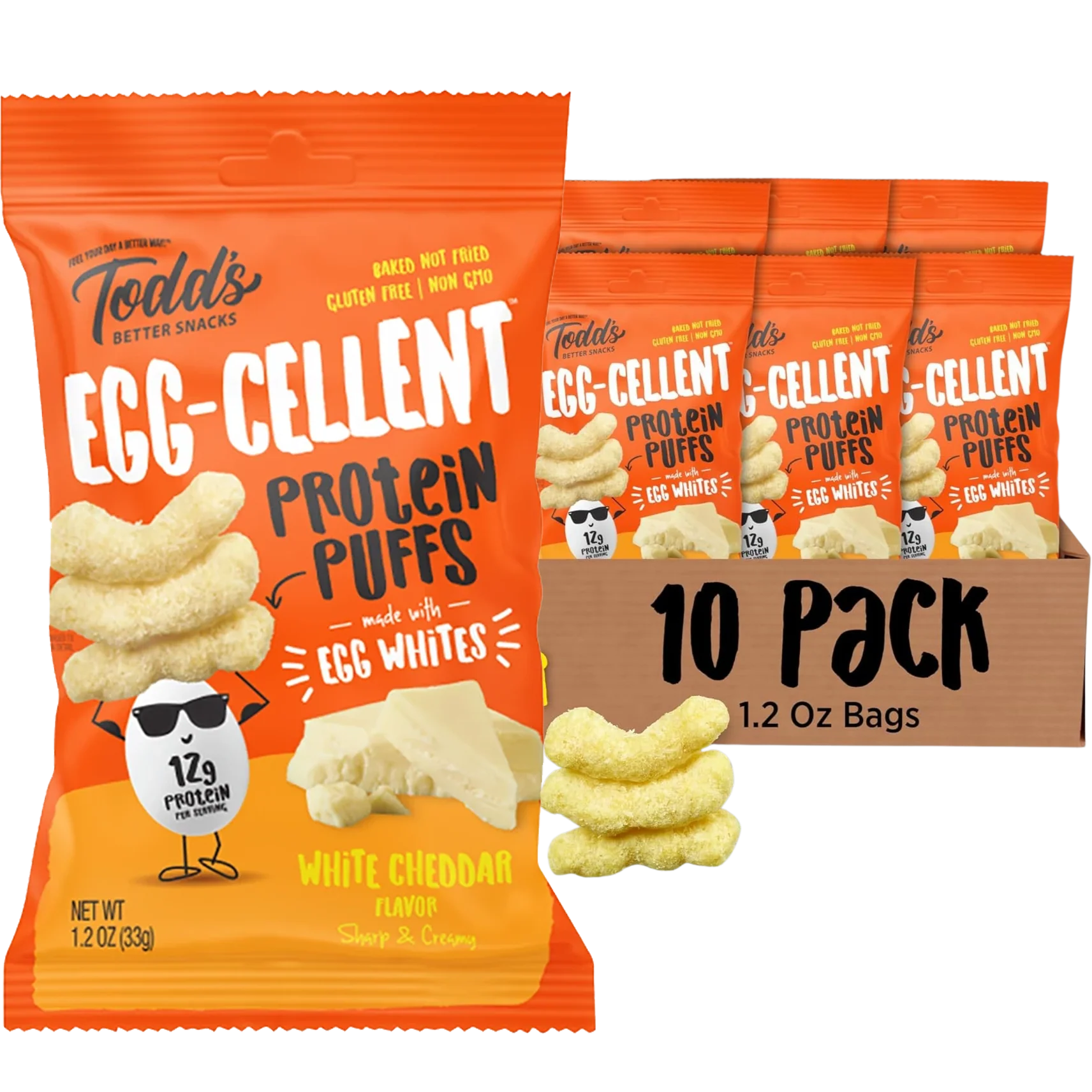 Egg-Cellent Protein Puffs - White Cheddar (10 Pack)