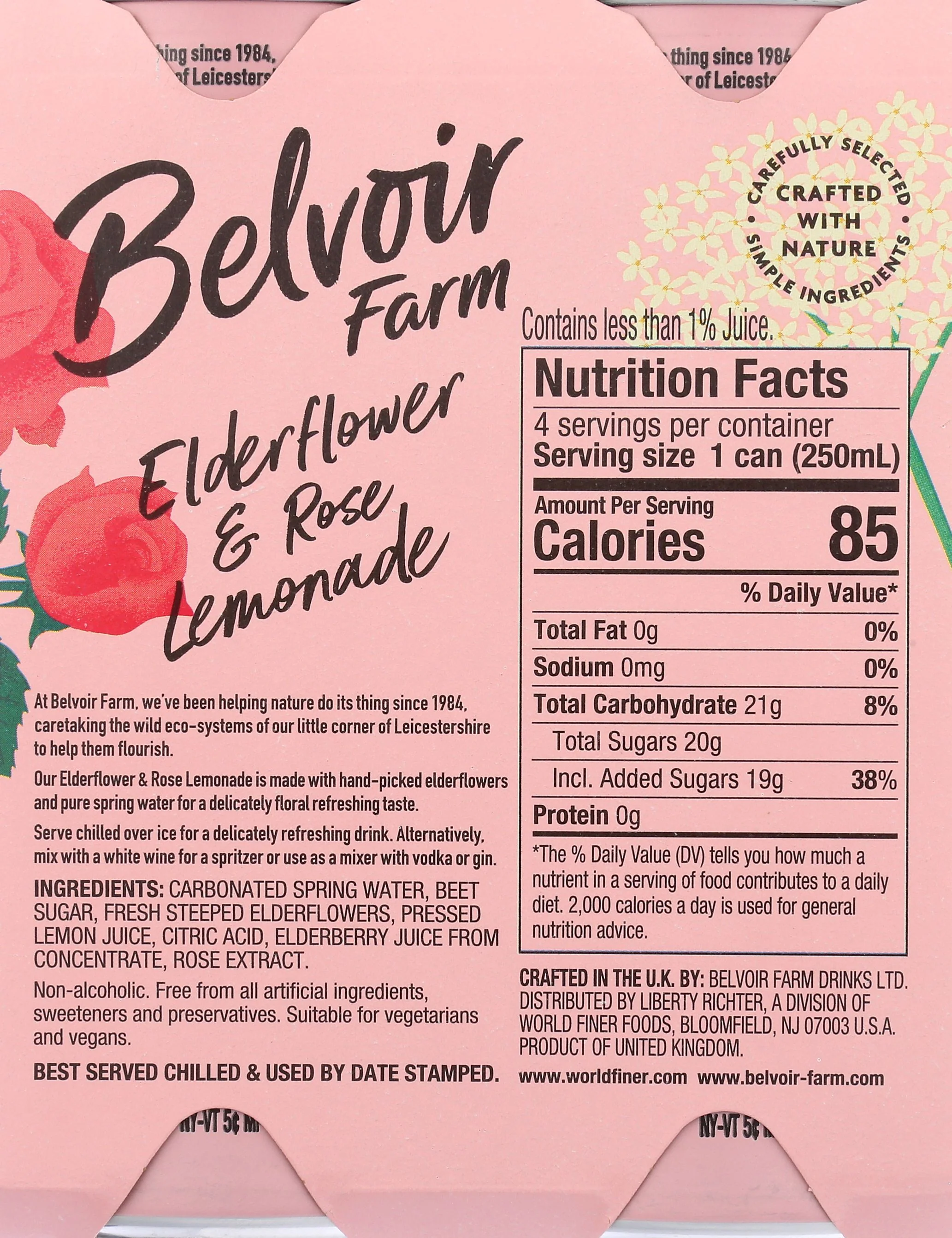 Elderflower and Rose Lemonade (4 Pack) - Image 2