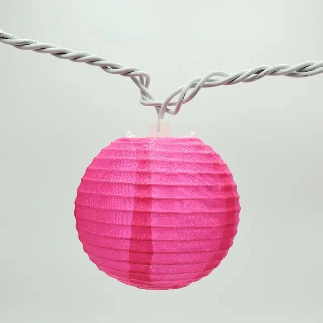 Electric String Lights with 10 Nylon Lanterns - Pink - Image 3