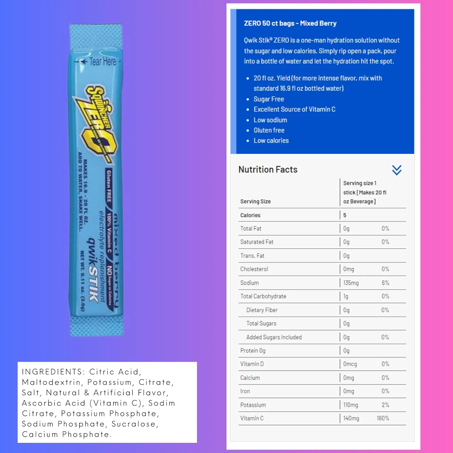 Electrolyte Replenishment Mixed Berry Sticks (10 CT) - Image 3