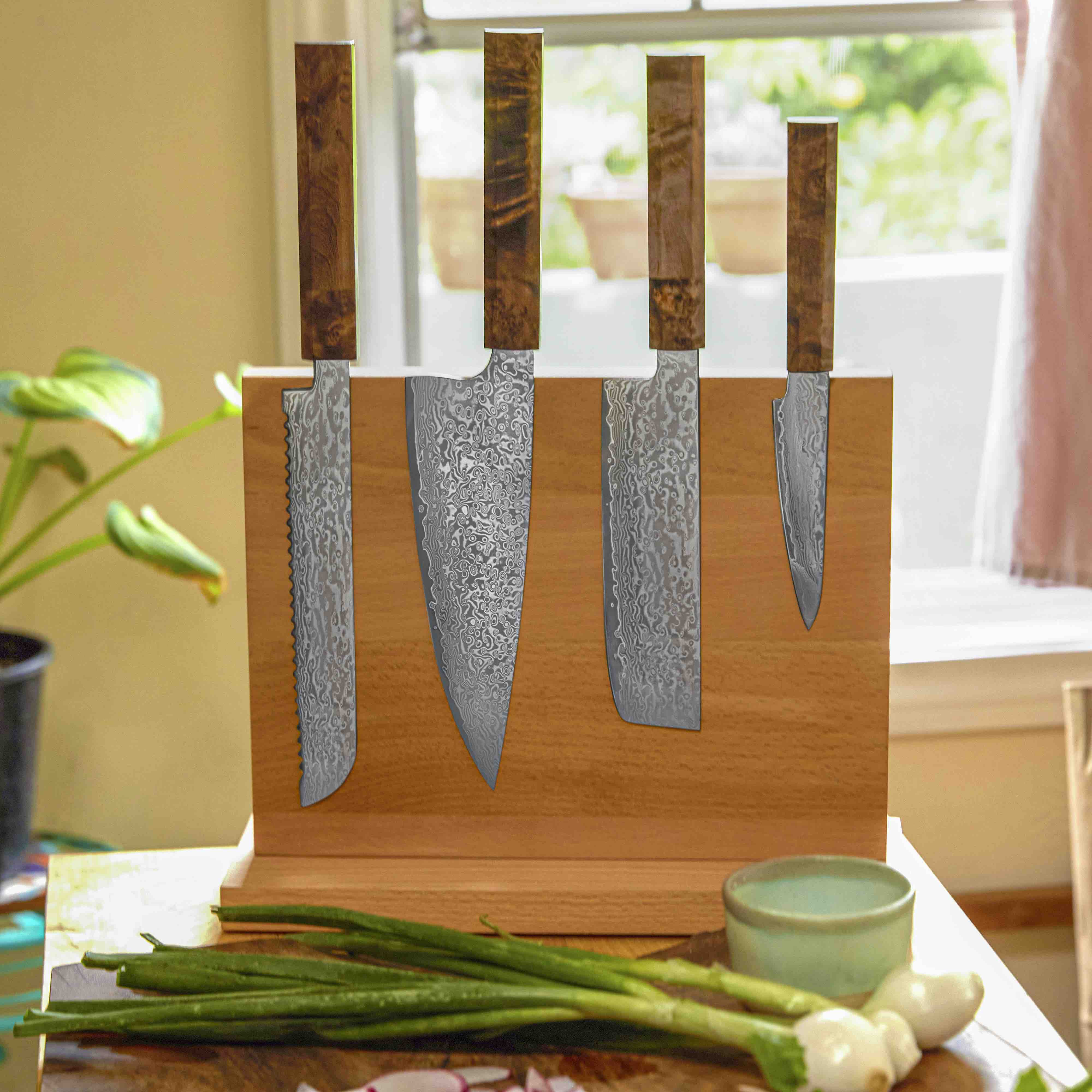 European Beech Wood Magnetic Knife Block - Image 3