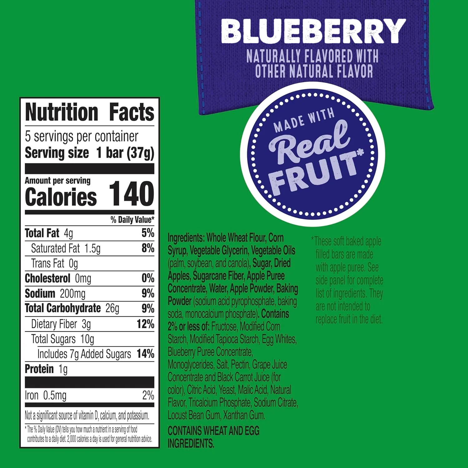 Blueberry Soft Baked Apple Filled Bars (5 CT) - Image 2