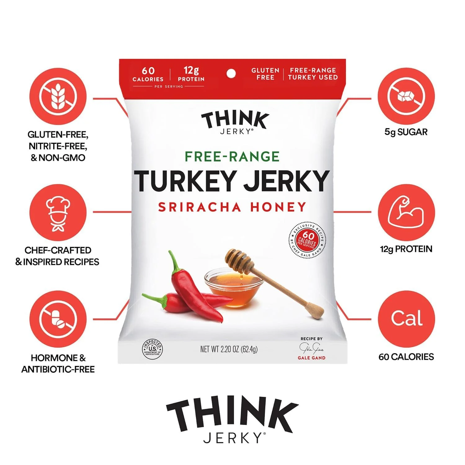 Free-Range Turkey Jerky Sriracha Honey (12 Pack) - Image 2