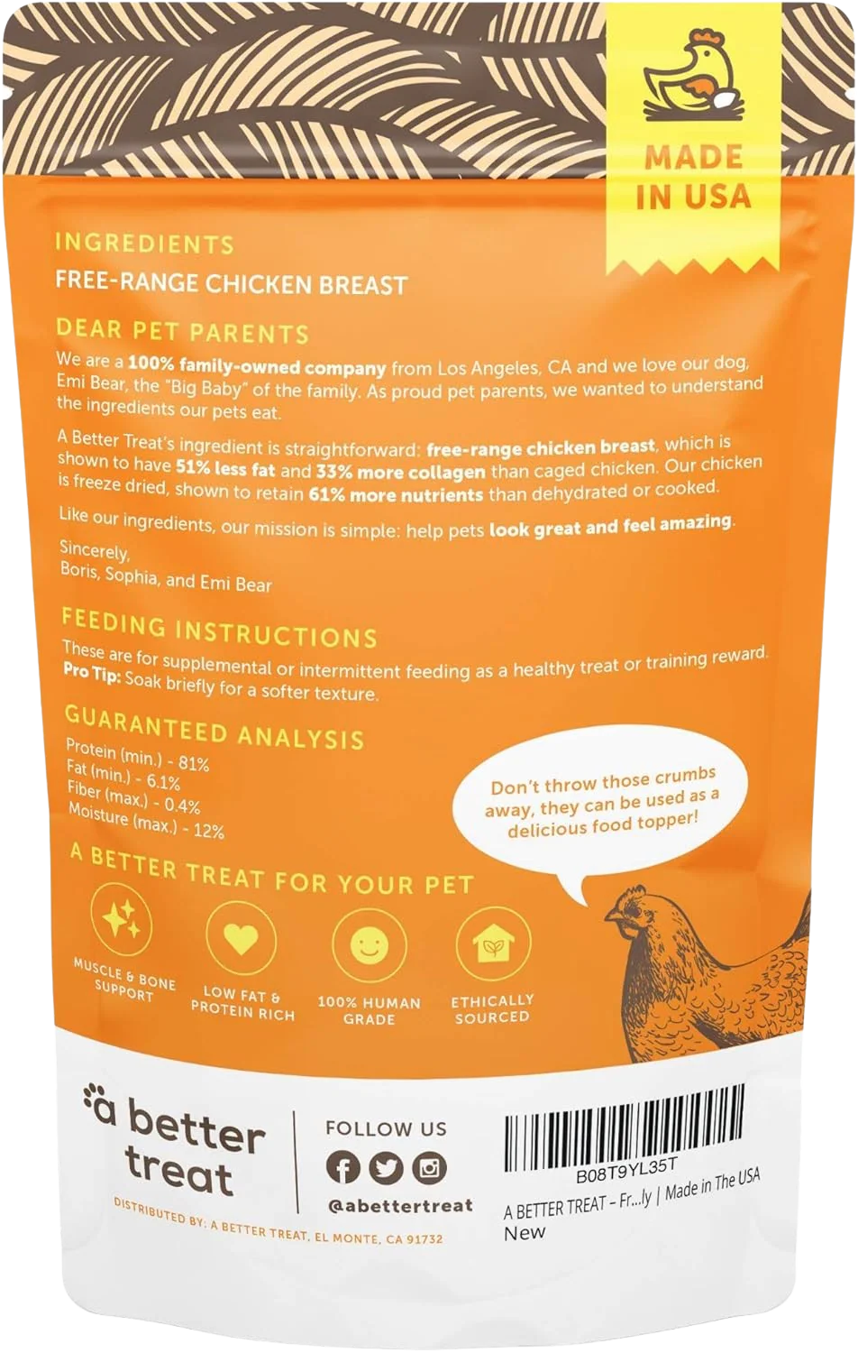 Freeze Dried Free Range Chicken Breast Dog and Cat Treats - Image 2