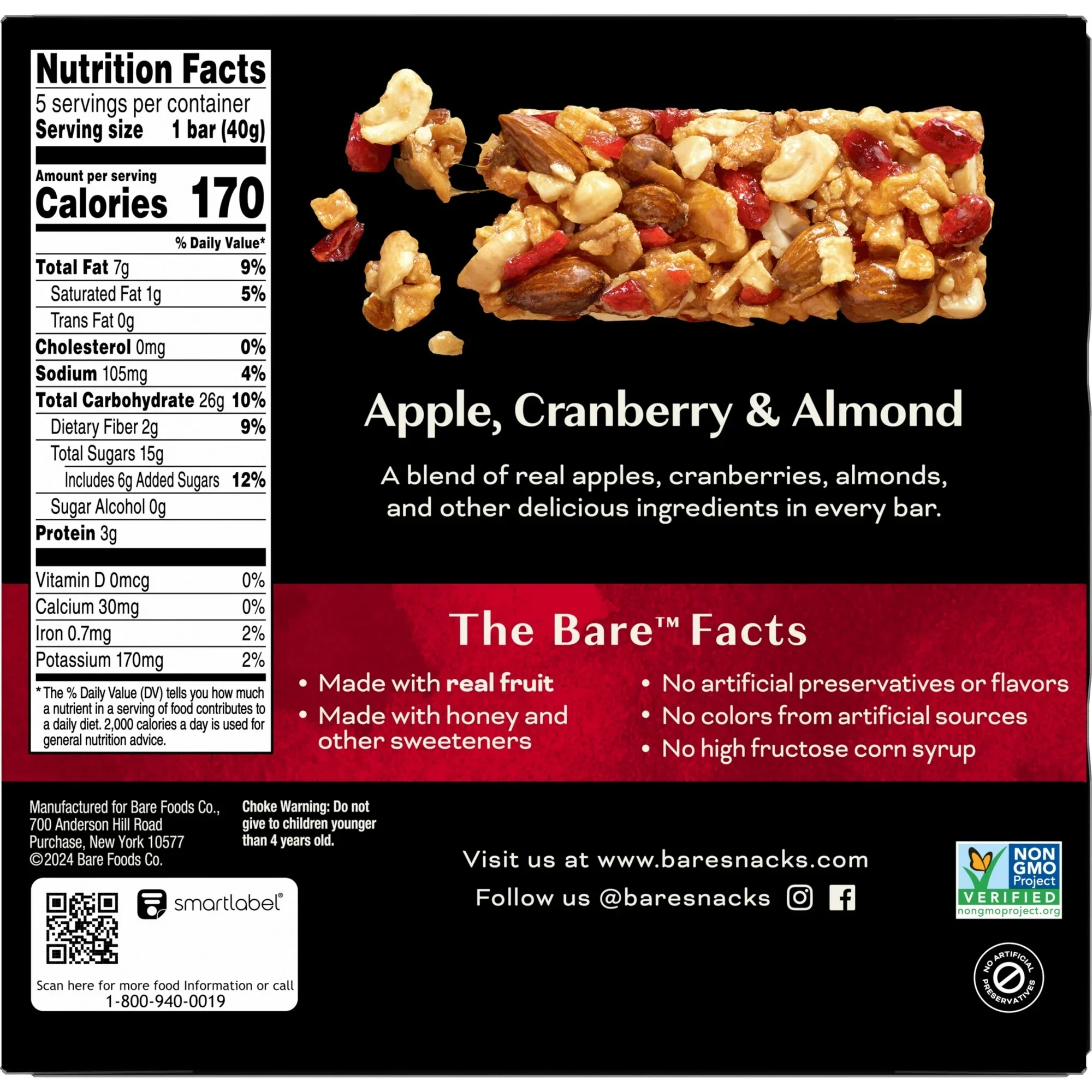 Fruit & Nut Bar - Apple, Cranberry & Almond (5 CT) - Image 2