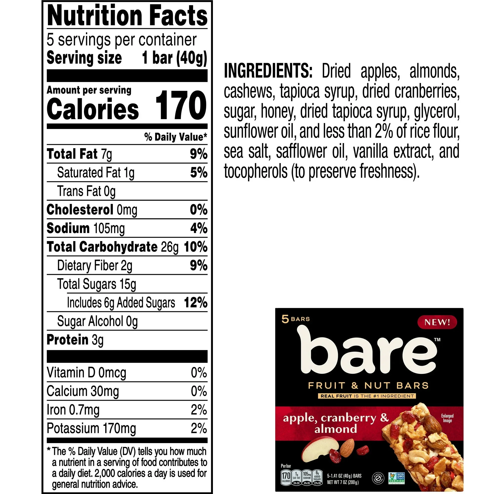 Fruit & Nut Bar - Apple, Cranberry & Almond (5 CT) - Image 3