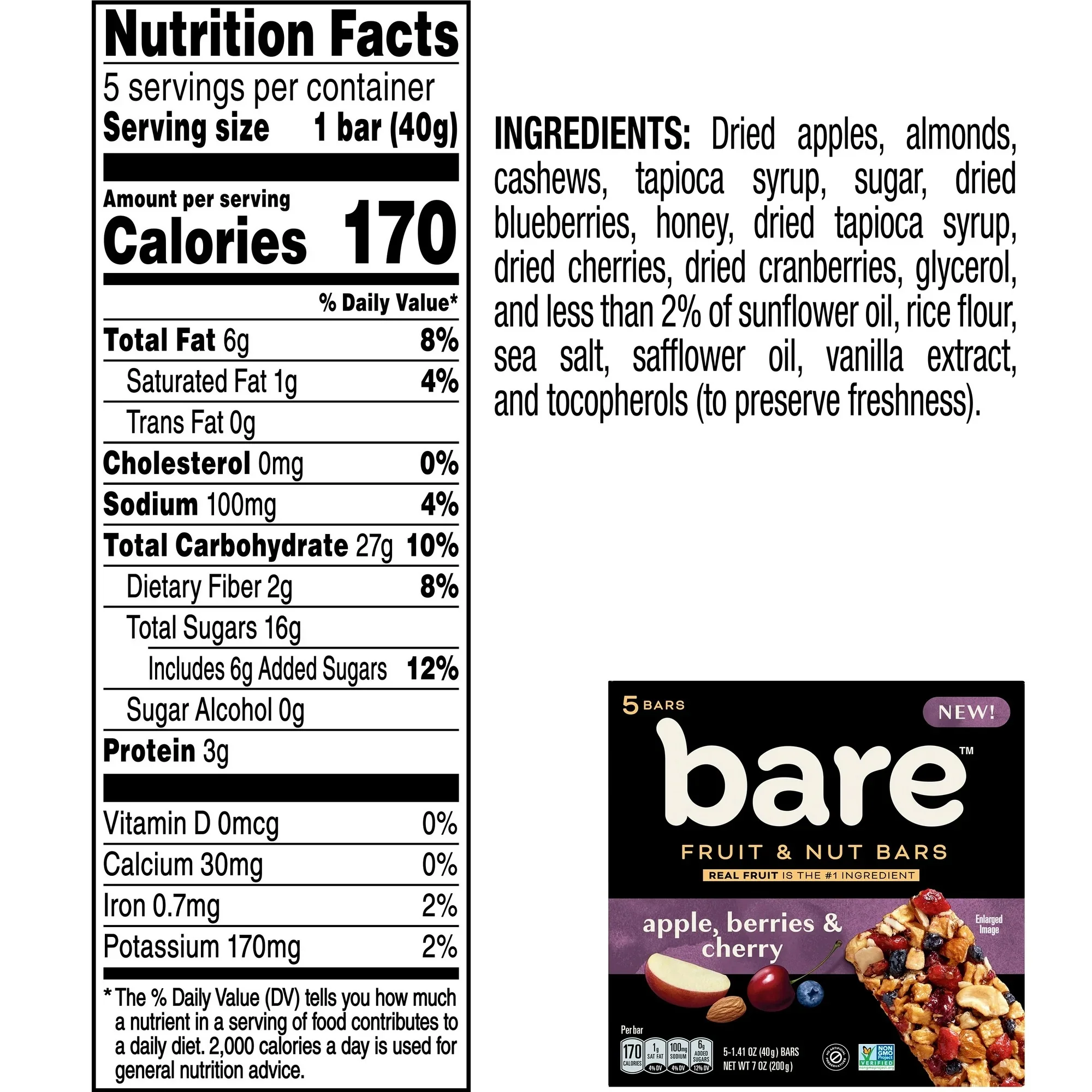 Fruit & Nut Bars Apple/Berries/Cherry (5 CT) - Image 4