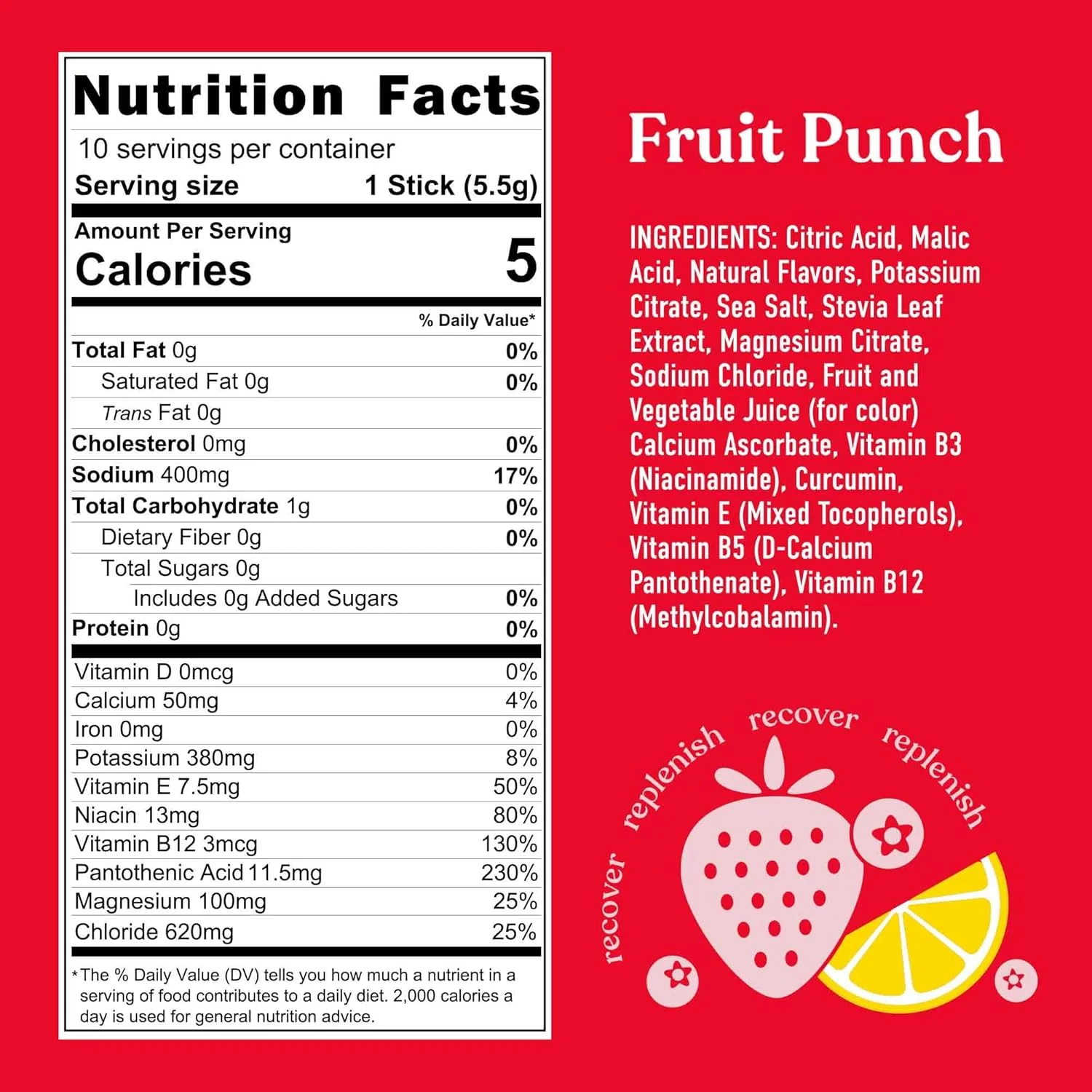 Fruit Punch Hydration Powder Drink Mix (10 CT) - Image 4