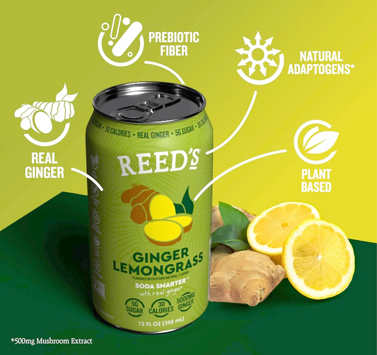 Ginger Lemongrass Functional Soda (12 Pack) - Image 2