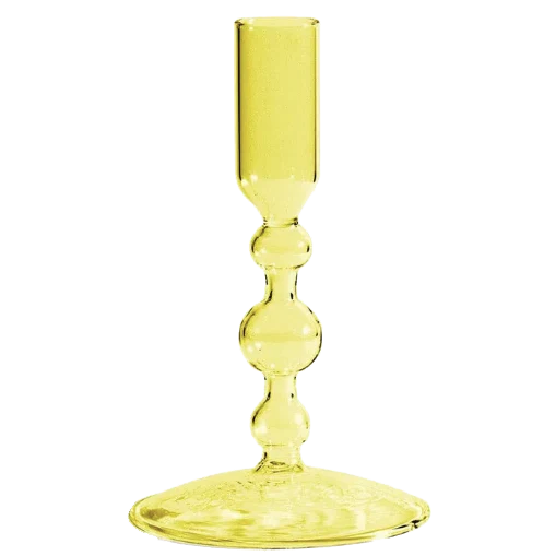 Glass Candlestick Holder (Short) - Yellow