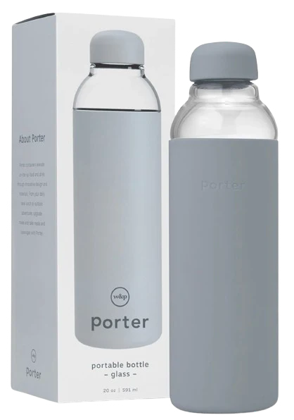 Glass Water Bottle - Slate (20 oz size)
